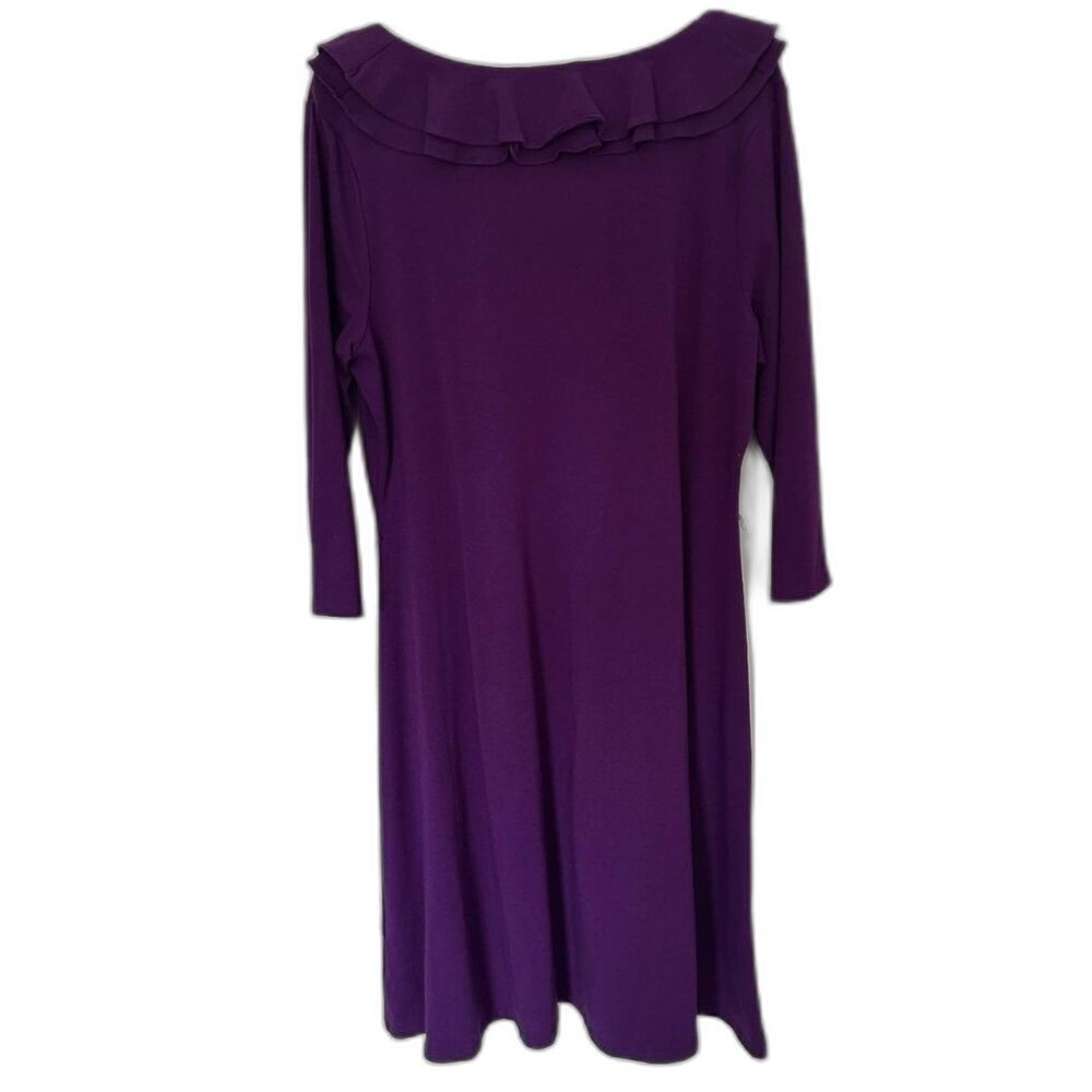 Lauren Ralph Lauren Purple Ruffle V-Neck Jersey Dress XL - Cotton Modal - Picture 3 of 6